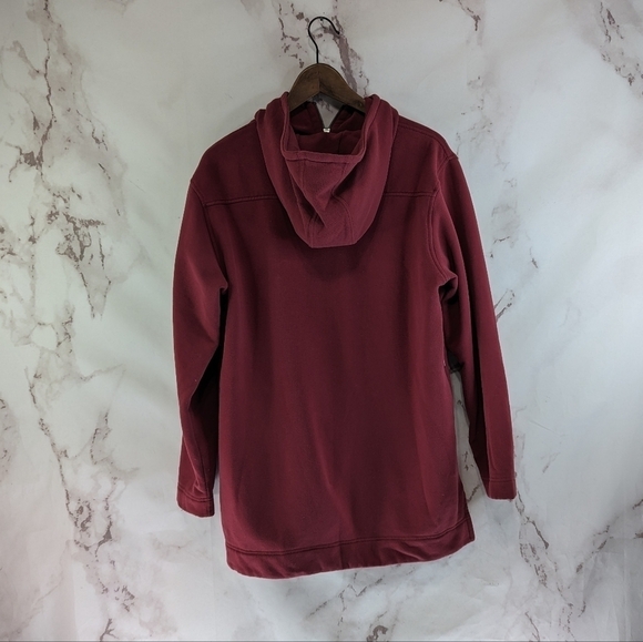 Athleta Sweatshirt Womens Small Red Retroplush Hoodie Decadent Tunic Quarter Zip - Picture 5 of 12